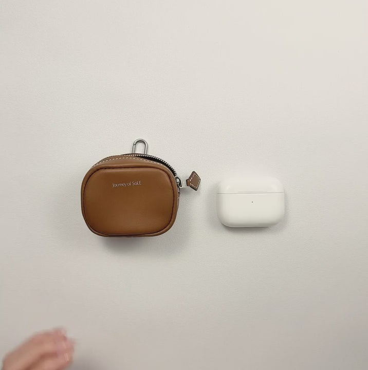 Airpods Zipped Pouch - Saddle Tan